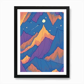 Space Blue Mountains Art Print