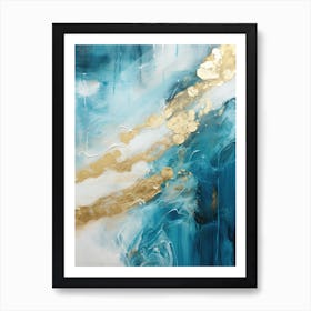 Gold And Blue Abstract Painting 3 Affiche