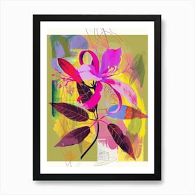 Fuchsia 1 Neon Flower Collage Art Print