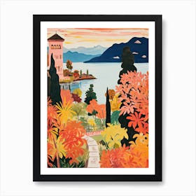 Isola Bella, Italy In Autumn Fall Illustration 2 Art Print