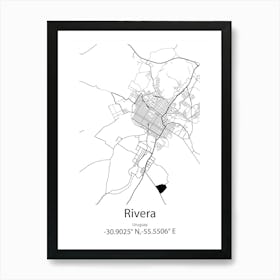 Rivera,Uruguay Minimalist Map Art Print