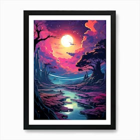 Landscape In The Night Sky Art Print