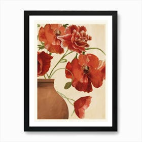 Poppies in Vase 2 Art Print