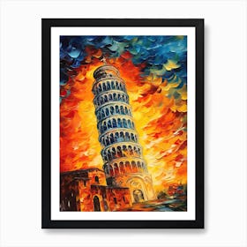 Tower Of Pisa Van Gogh Style 1 Art Print