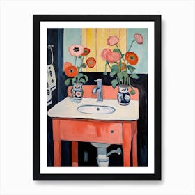 Bathroom Vanity Painting With A Ranunculus Bouquet 4 Art Print