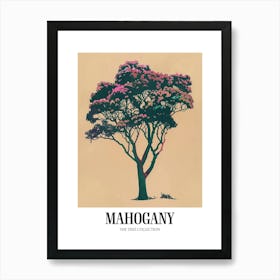 Mahogany Tree Colourful Illustration 1 Poster Art Print