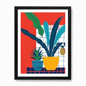 Potted Plants And Pineapples Art Print