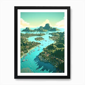 Bora Bora French, Polynesia, Flat Illustration 3 Art Print