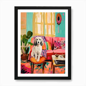 Dog In Boho Living Room Painting Animal Lovers Art Print