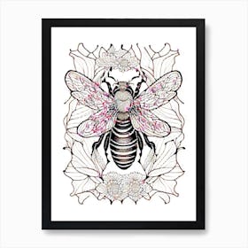 Sting Bee Pink William Morris Style Art Print