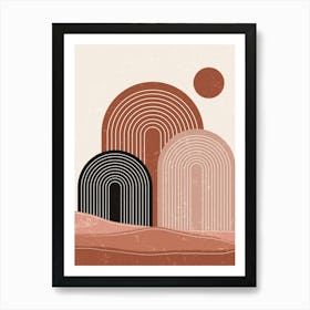 Geometric Minimalism Arches Circle Warm Colors Art Print