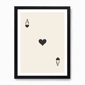 As Heart Poker Playing Cards Black Art Print