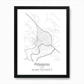 Polygyros,Greece Minimalist Map Art Print