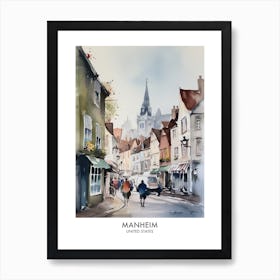 Manheim 3 Watercolour Travel Poster Art Print