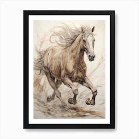 A Horse Painting In The Style Of Grattage 3 Art Print