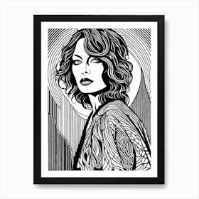 Lino Black And White beauty, 1143 Art Print