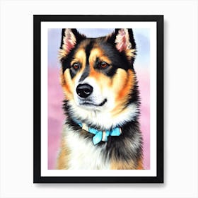 Norwegian Buhund 3 Watercolour Dog Art Print