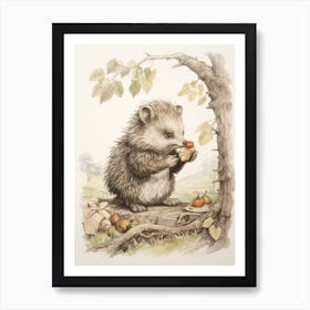 Storybook Animal Watercolour Hedgehog 2 Art Print