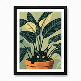 Cat In Pot 1 Art Print