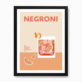 Negroni Cocktail Retro Colourful Wall Poster