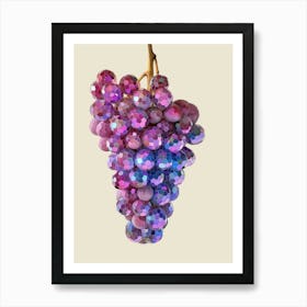 Retro Grapes Disco Ball Print, Fruit Poster Gift, Preppy Trendy Kitchen Decor, Retro Room Illustration Art Print