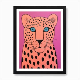 Pink Polka Dot Cougar 3 Art Print