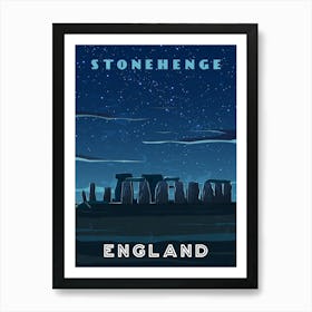 Stonehenge, England — Retro travel minimalist poster Art Print