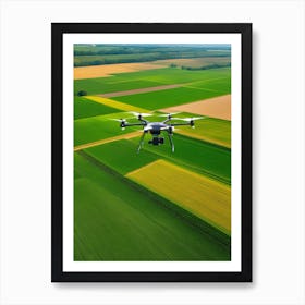 Drone Flying Over A Field Art Print