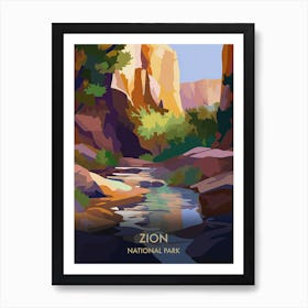 Zion National Park Travel Poster Matisse Style 1 Art Print