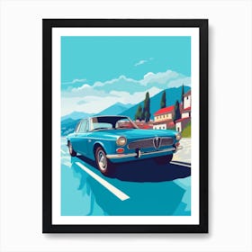 A Alfa Romeo Giulia Car In The Lake Como Italy Illustration 2 Art Print