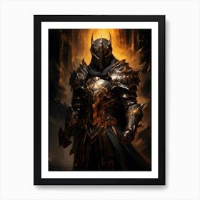 Dark Fantasy Art Illustration Of Golden Knight Art Print