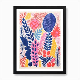 Colourful Botanical Risograph Style 43 Art Print