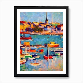 Port Of Helsinki Finland Brushwork Painting harbour Art Print