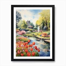 Keukenhof Gardens Netherlands Watercolour  Art Print
