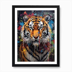 Tiger Art In Street Art Style 3 Art Print