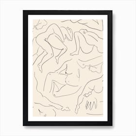 Lovers Nude Charcoal Art Print