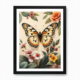 Butterfly On A Flower 3 Art Print