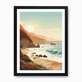 Vintage Retro Print Of Pfeiffer Beach, Big Sur California 1 Art Print