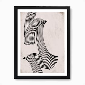 Flowing Black Lines On Neutral 1 Art Print