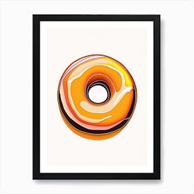 Caramel Glazed Donut Abstract Line Drawing 4 Art Print
