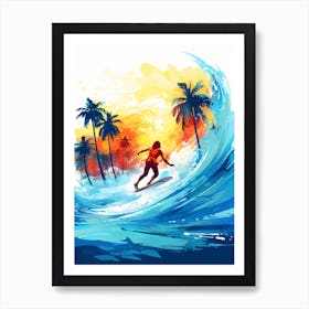 Surfing In A Wave On Bora Bora, French Polynesia 3 Art Print