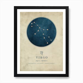Astrology Constellation and Zodiac Sign of Virgo Art Print