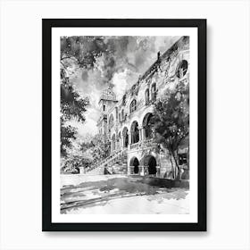 The Bullock Texas State History Museum Austin Texas Black And White Drawing 2 Art Print