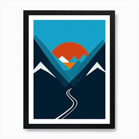 Crans Montana, Switzerland Modern Illustration Skiing Poster Art Print