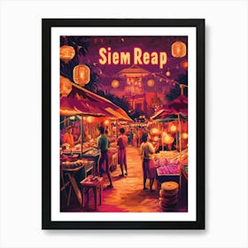 Aihrgdesign A 1970s Inspired Travel Poster For Siem Reap Art Print