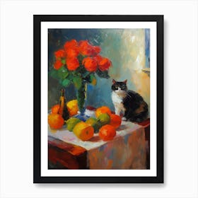 Amaryllis With A Cat 1 Art Print