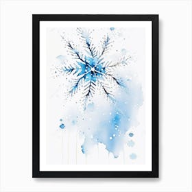 Winter, Snowflakes, Minimalist Watercolour 4 Art Print