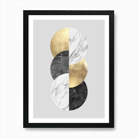 Gold and metal circles 6 Art Print