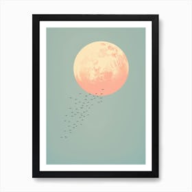Full Moon With Birds Art Print