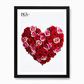 Bouquet Of Red And Pink Roses Arranged To Form A Heart Shape Symbolizing Love Passion And Affecti Art Print